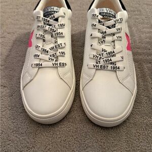 Women's White and Pink Sneakers